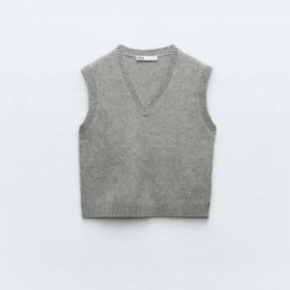 NWT ZARA SOFT KNIT VEST GRAY MARL - Picture 2 of 9